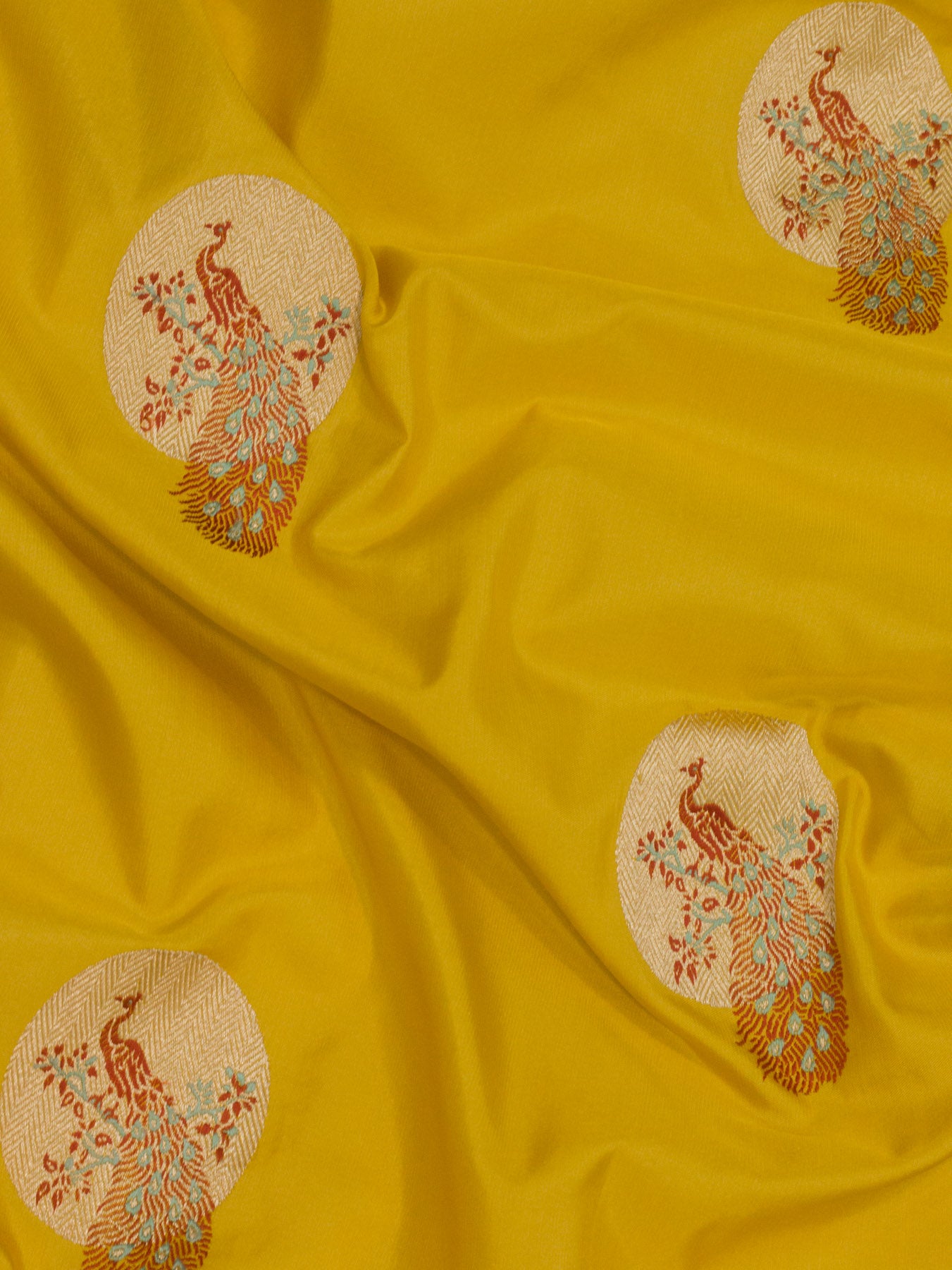 Pure Katan Silk Yellow Banarasi Katan Naqshi Satin Silk Handloom Saree with Kadhwa Tilfi Meenakari Gold - ZARISPIRE