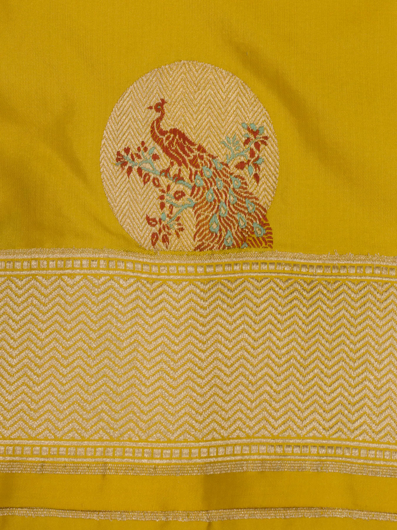 Pure Katan Silk Yellow Banarasi Katan Naqshi Satin Silk Handloom Saree with Kadhwa Tilfi Meenakari Gold - ZARISPIRE
