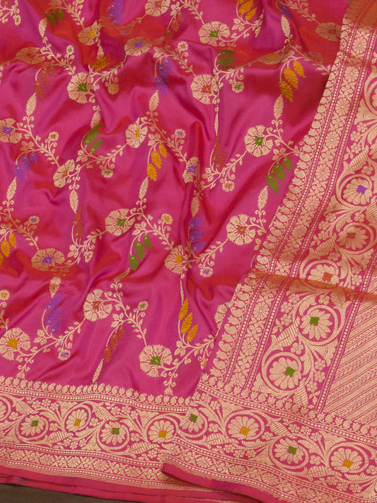 Dhoop Chaon Rani Pure Katan Silk Handloom Saree with Kadhwa Jangla Gold Zari Tilfi Meenakari
