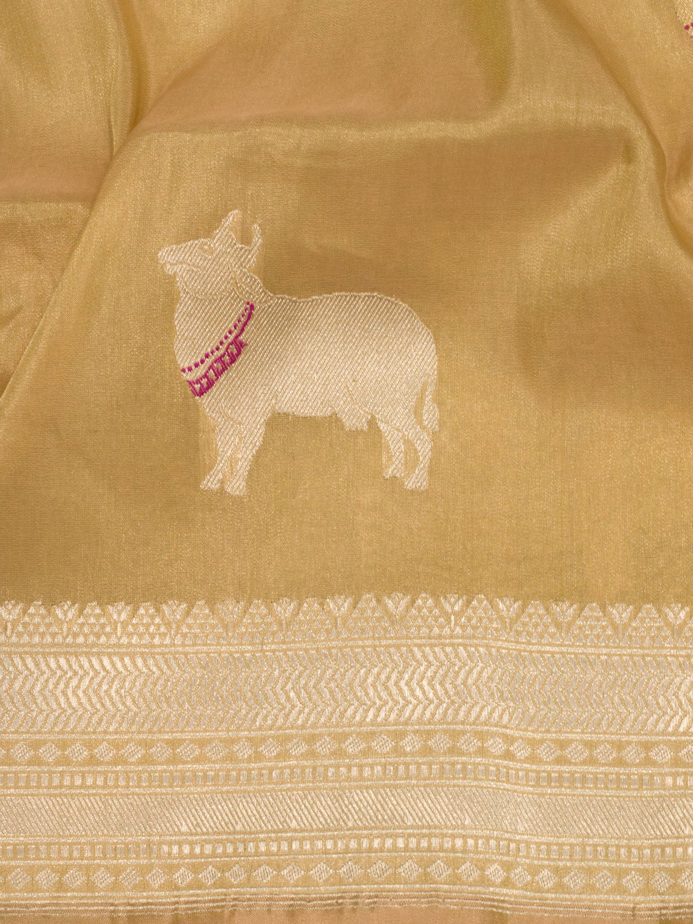 Pure Satin Silk Silver Banarasi Gold Tissue Handloom Saree with Kadhwa Tilfi Meenakari Gold & Zari Pichwai Buti - ZARISPIRE