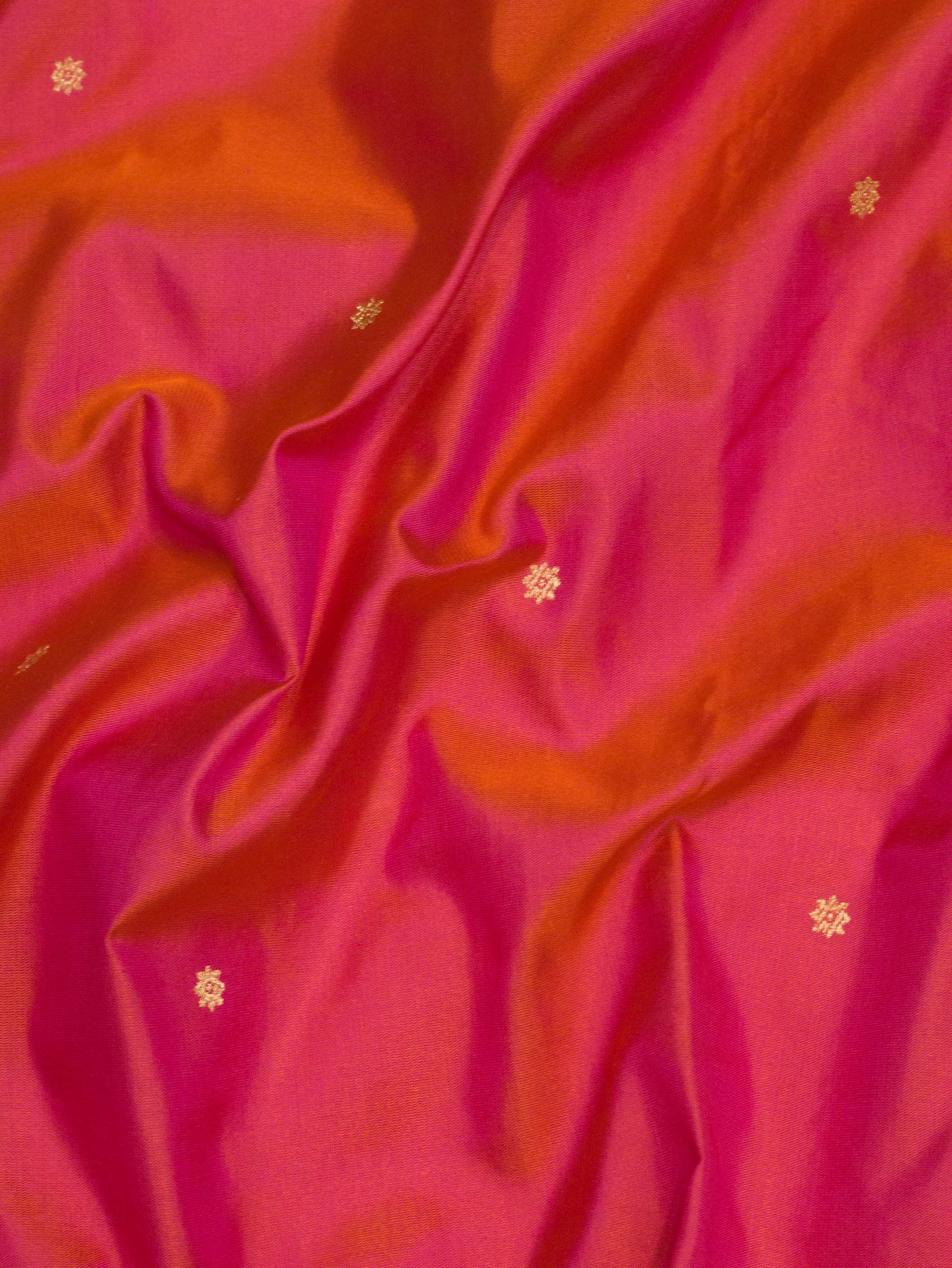 Pure Katan Silk Pink Banarasi Handloom Saree with Kadhwa Fine Gold Zari Butis - close-up - ZARISPIRE