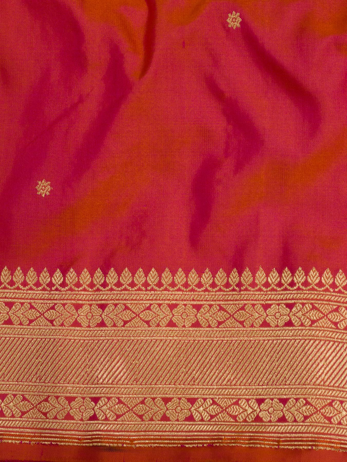 Dhoop Chaon Rani Pink Pure Katan Silk Handloom Saree with Kadhwa Fine Gold Zari Buti