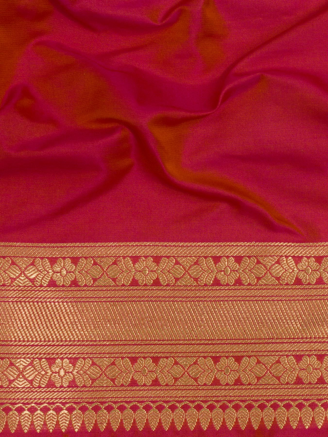 Dhoop Chaon Rani Pink Pure Katan Silk Handloom Saree with Kadhwa Fine Gold Zari Buti