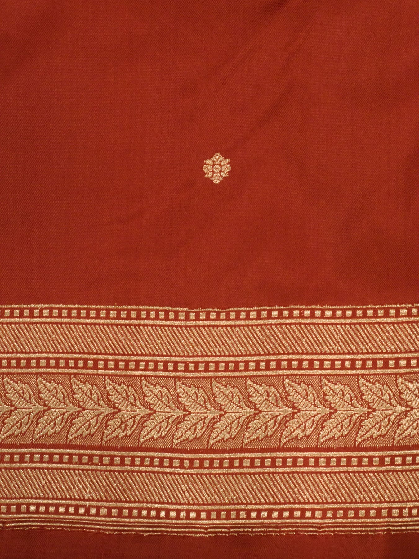 Pure Katan Silk Red Banarasi Handloom Saree with Kadhwa Fine Gold Zari Butis - front view - ZARISPIRE