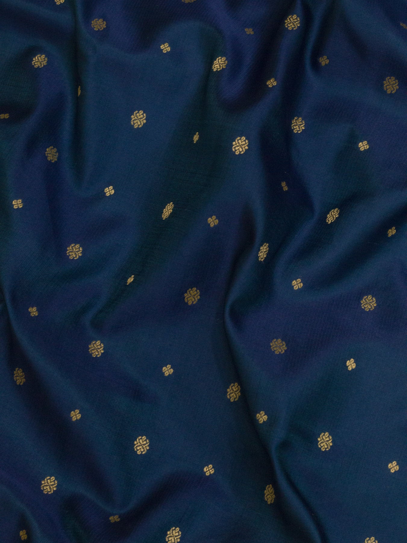 Blue Pure Satin Silk Handloom Saree with Kadhwa Border & Khaddi Fine Zari Buti
