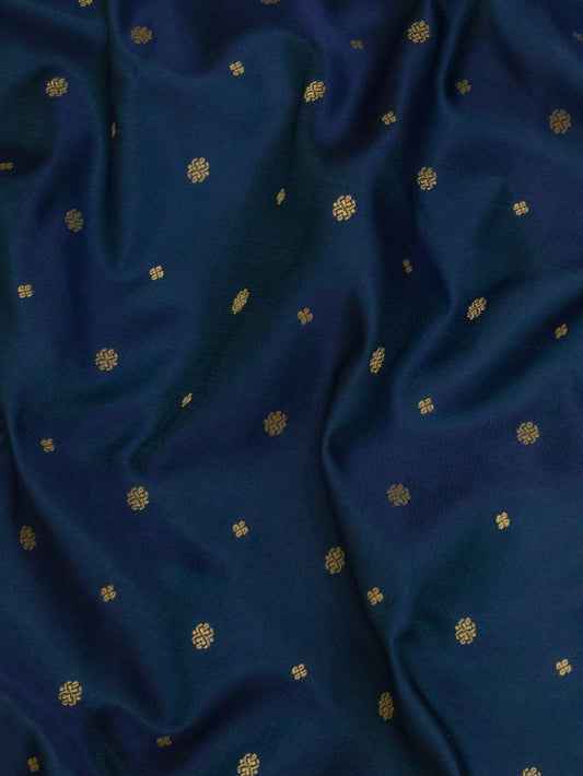 Blue Pure Satin Silk Handloom Saree with Kadhwa Border & Khaddi Fine Zari Buti