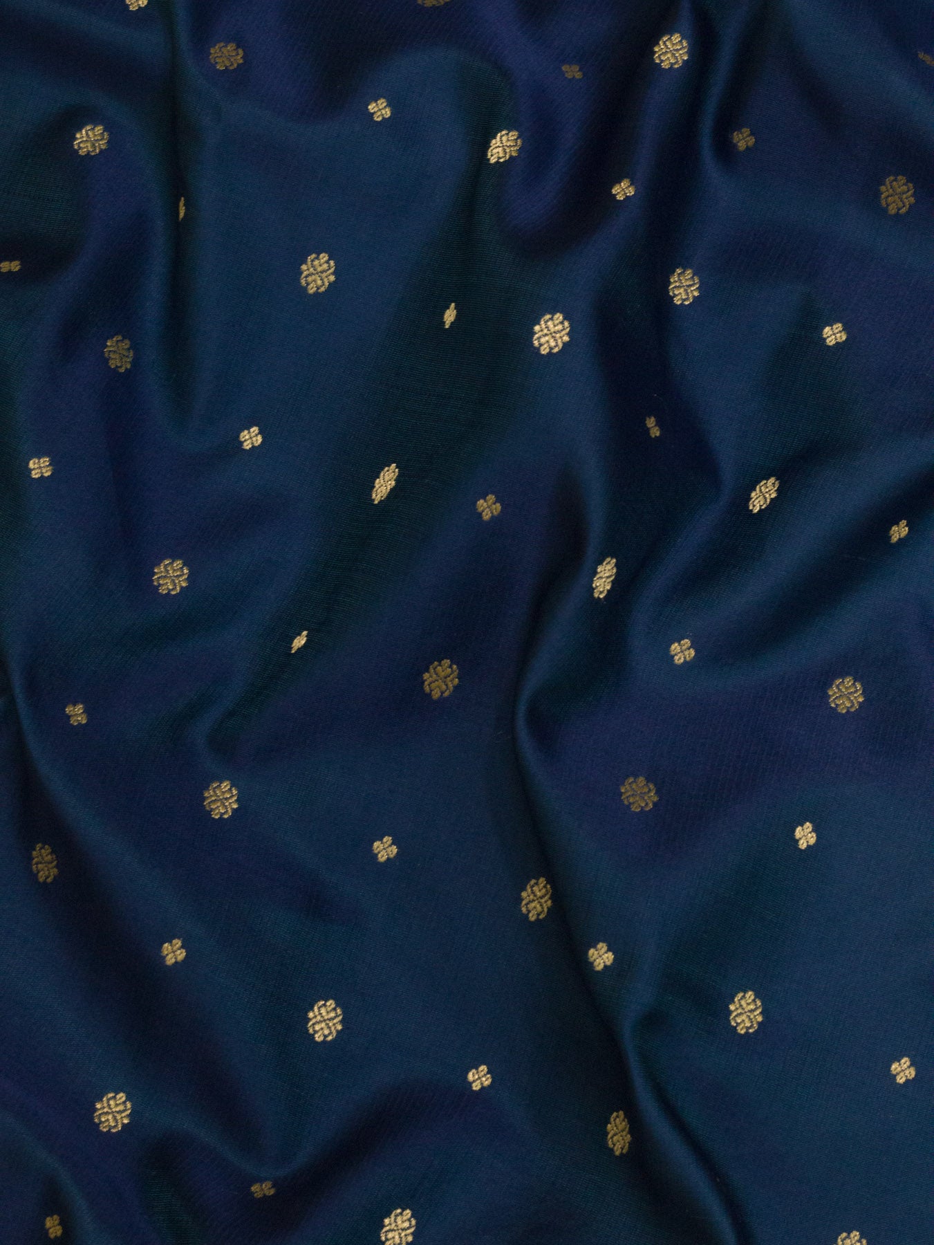 Pure Satin Silk Blue Banarasi Handloom Saree with Kadhwa Border & Khaddi Fine Zari Buti - fabric weave detail - ZARISPIRE