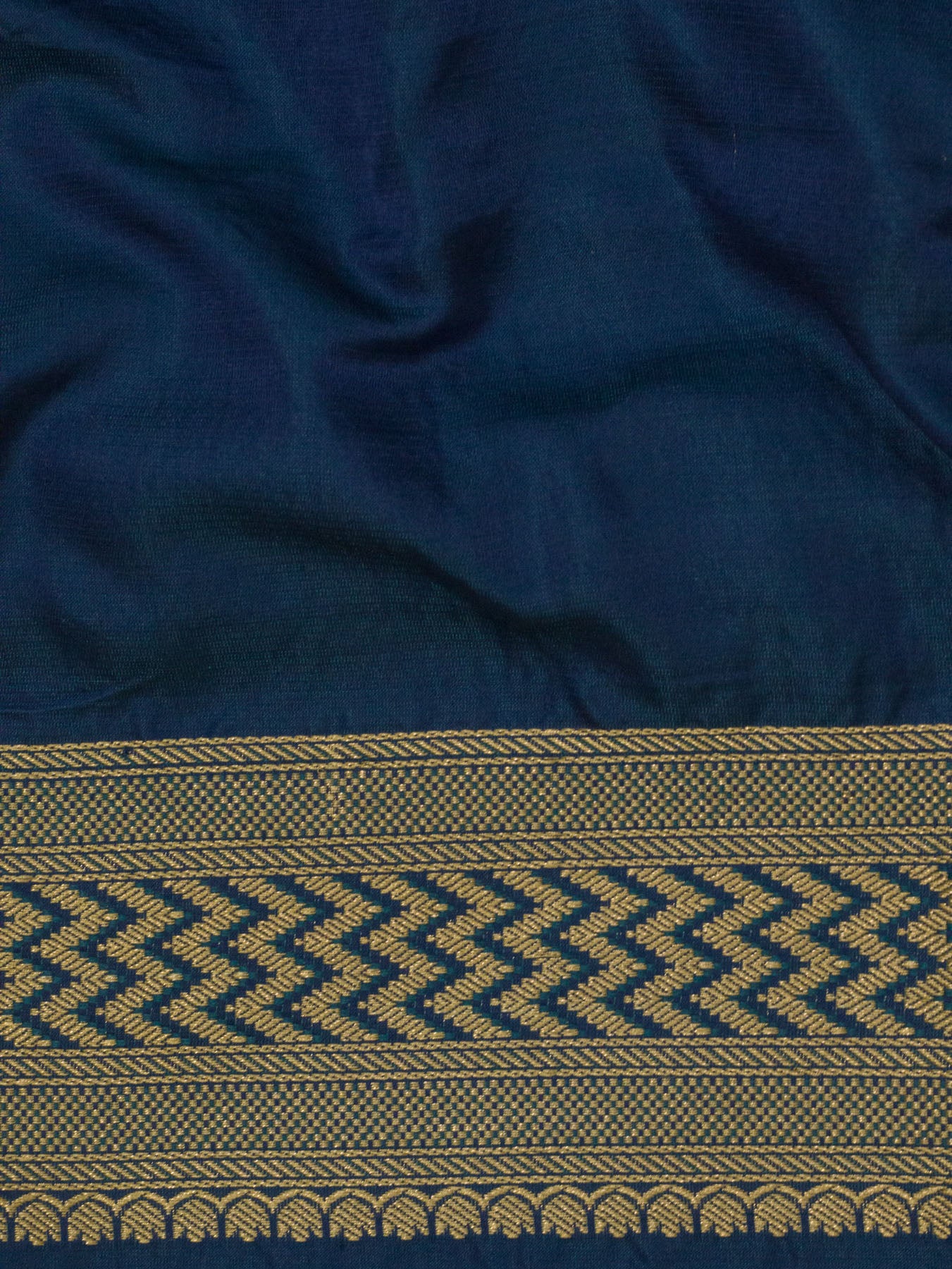 Blue Pure Satin Silk Handloom Saree with Kadhwa Border & Khaddi Fine Zari Buti