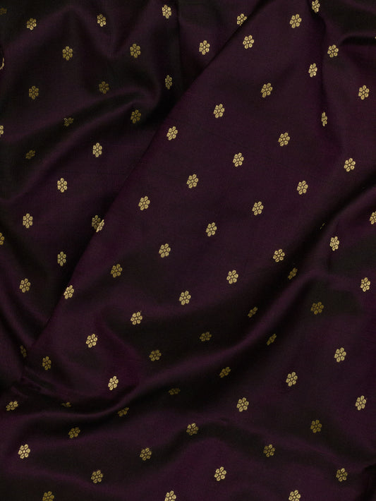 Wine Pure Satin Silk Handloom Saree with Kadhwa Border & Pallu and Khaddi Fine Zari Buti