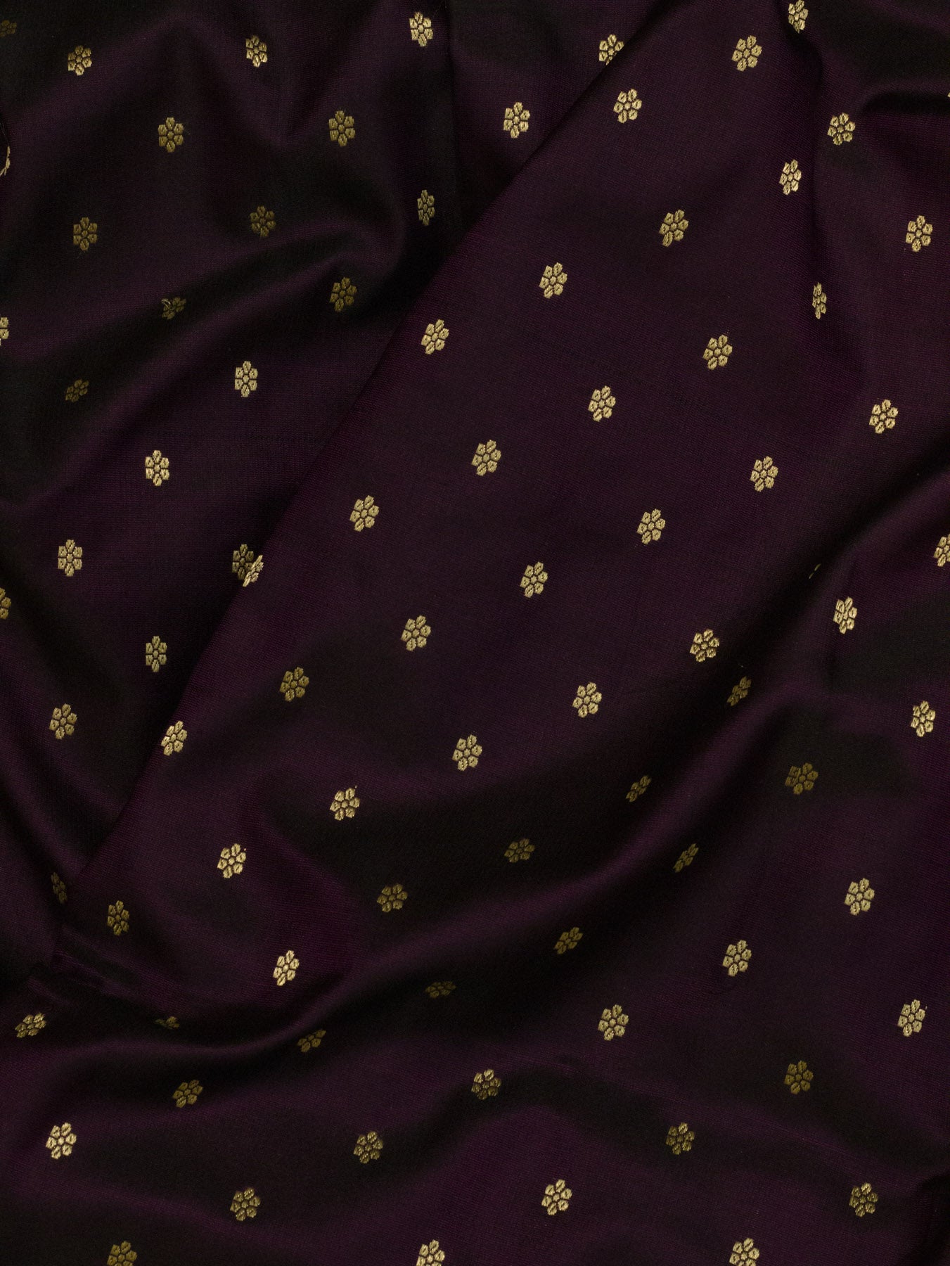 Pure Satin Silk Wine Banarasi Handloom Saree with Kadhwa Border & Pallu and Khaddi Fine Zari Buti - close-up - ZARISPIRE