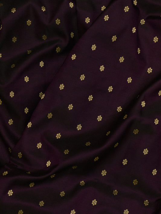 Wine Pure Satin Silk Handloom Saree with Kadhwa Border & Pallu and Khaddi Fine Zari Buti