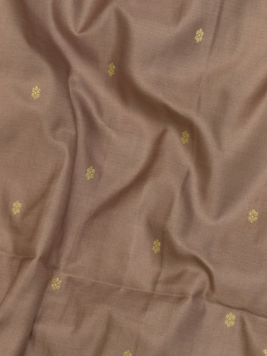 Dusty Mauve Pure Satin Silk Handloom Saree with Kadhwa Koniya Pallu & Border & Fine Zari Khaddi Buti