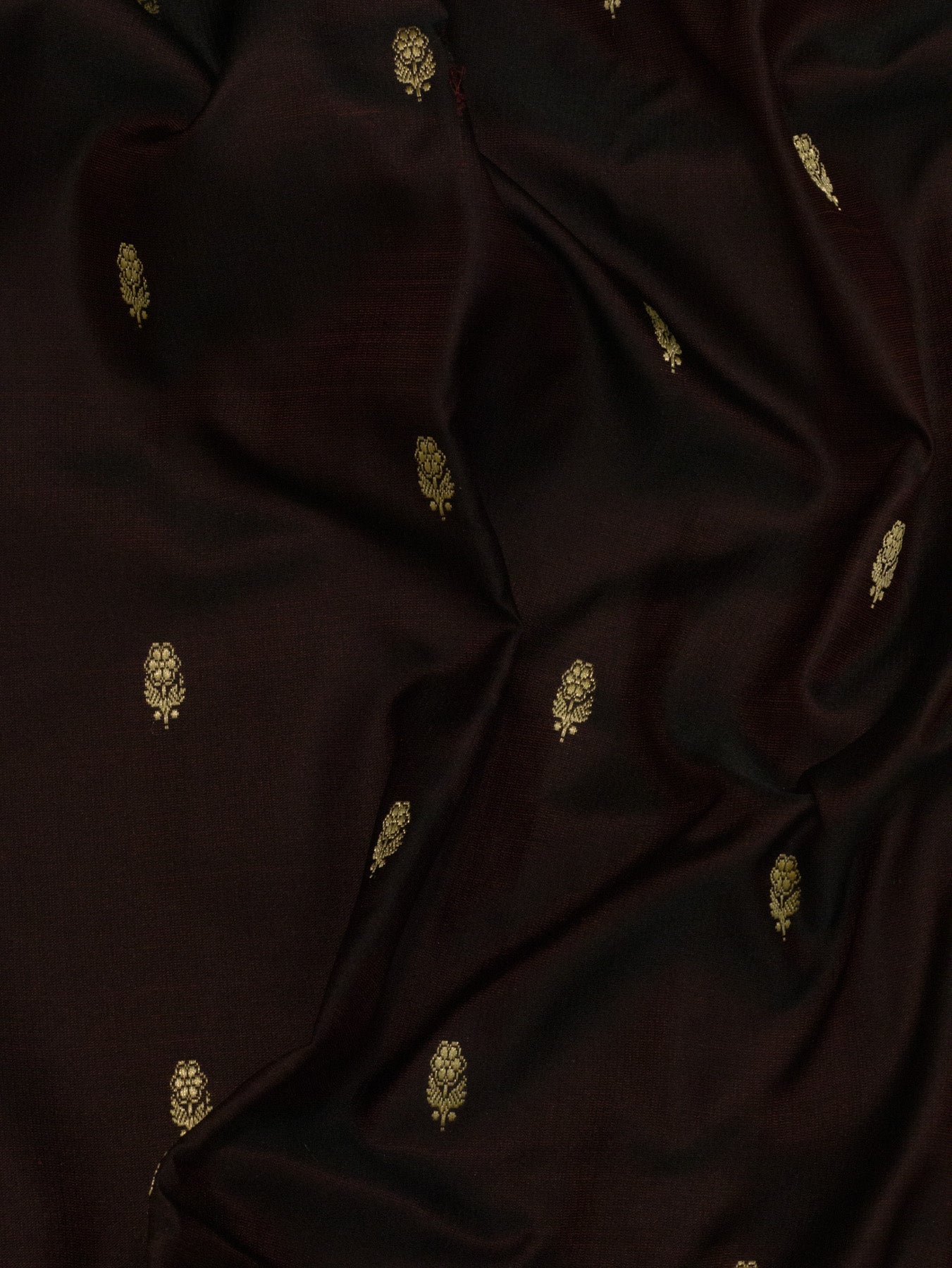 Wine Pure Satin Silk Handloom Saree with Kadhwa Koniya Pallu & Border & Fine Zari Khaddi Buti