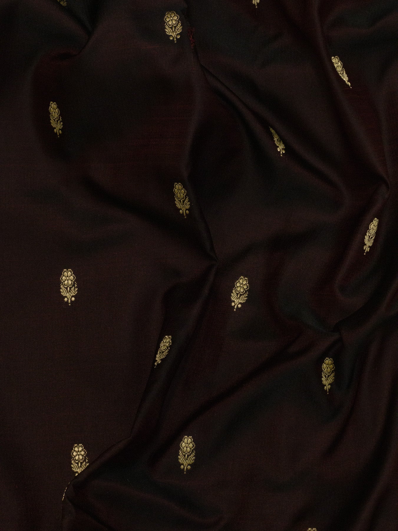 Pure Satin Silk Wine Banarasi Handloom Saree with Kadhwa Koniya Pallu & Border & Fine Zari Khaddi Buti - ZARISPIRE