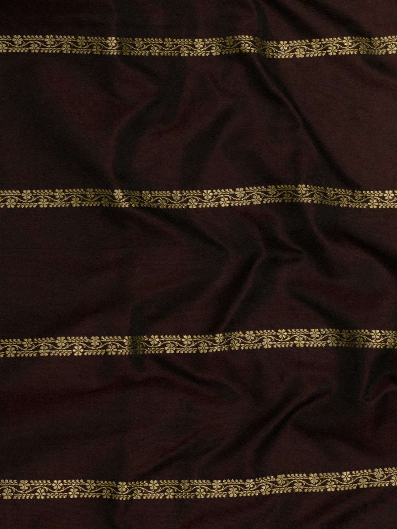 Wine Pure Satin Silk Handloom Saree with Kadhwa Koniya Pallu & Border & Fine Zari Khaddi Buti