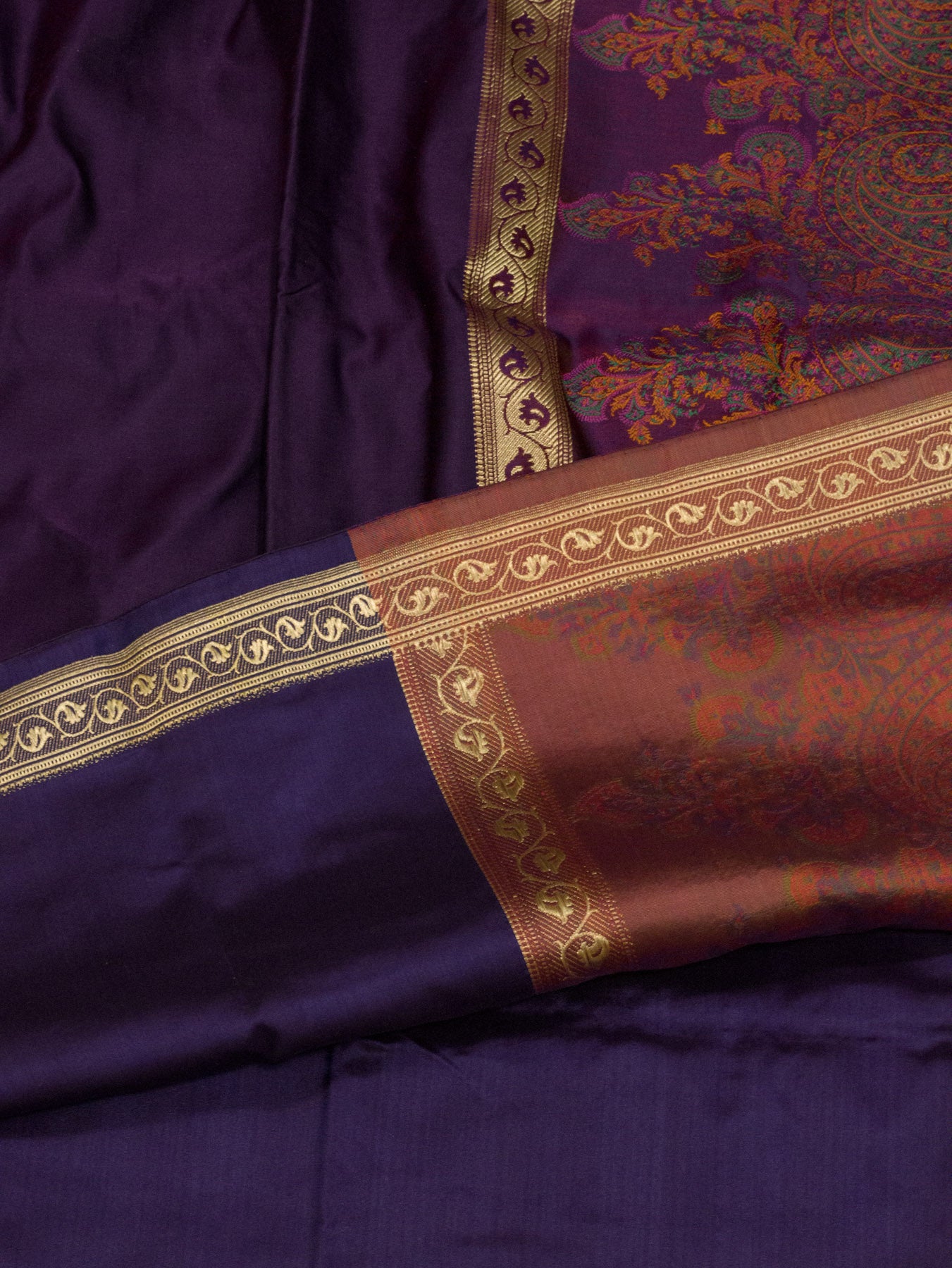 Magenta Purple Pure Satin Silk Handloom Plain Saree with Kadhwa Zari Border & Tilfi Jamawar Tanchui Pallu and Blouse