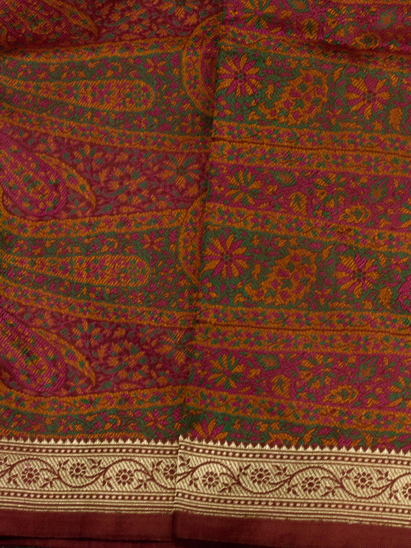Pure Satin Silk Maroon Banarasi Plain Saree with Kadhwa Zari Border and Tilfi Jamawar Tanchui Pallu and Blouse - ZARISPIRE