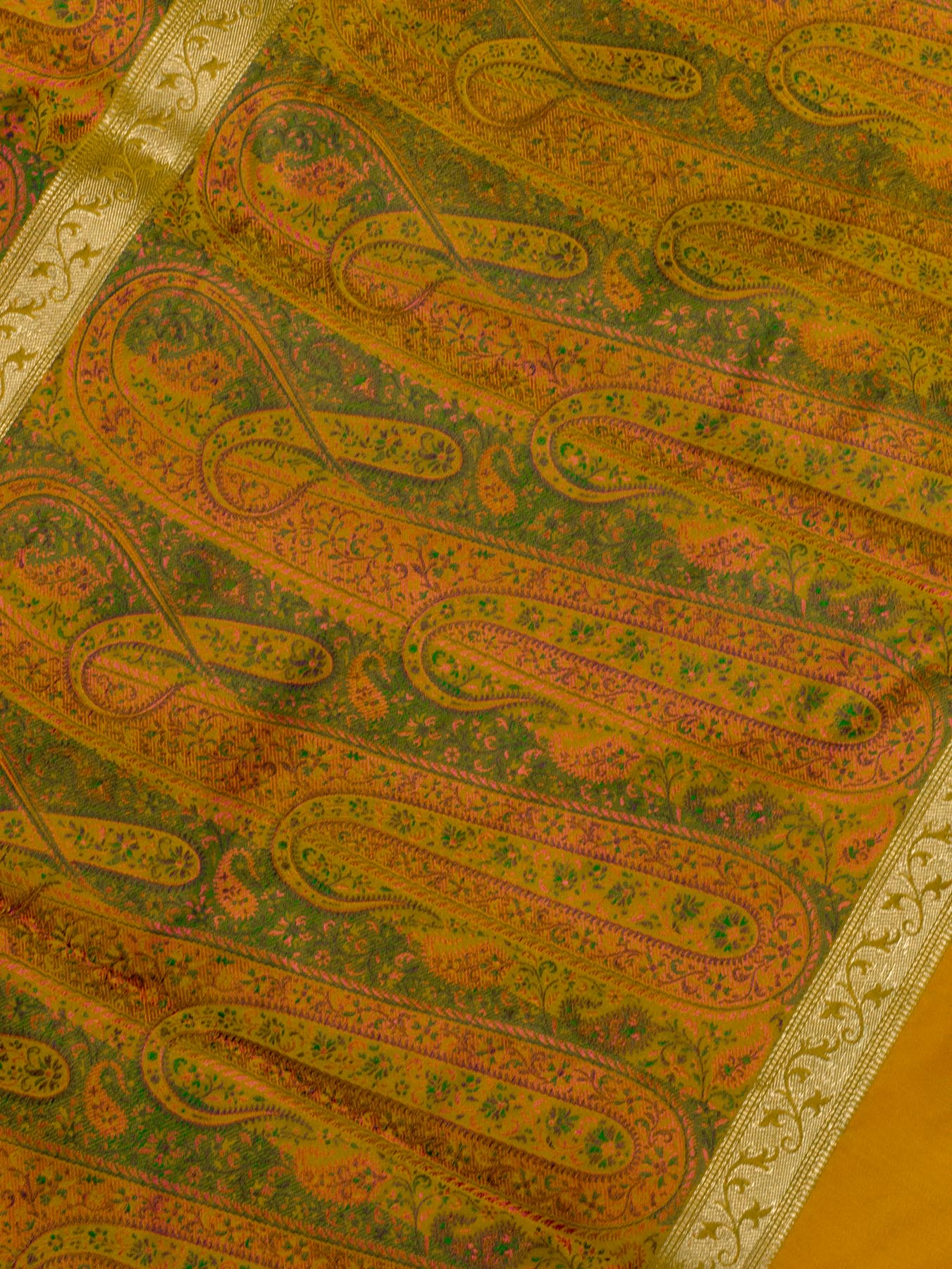 Pure Satin Silk Yellow Banarasi Plain Saree with Kadhwa Zari Border and Tilfi Jamawar Tanchui Pallu and Blouse - ZARISPIRE