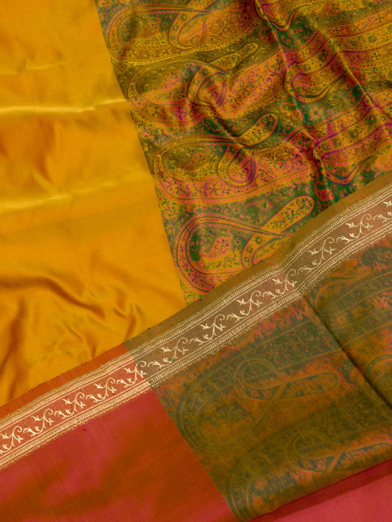 Pure Satin Silk Yellow Banarasi Plain Saree with Kadhwa Zari Border and Tilfi Jamawar Tanchui Pallu and Blouse - ZARISPIRE