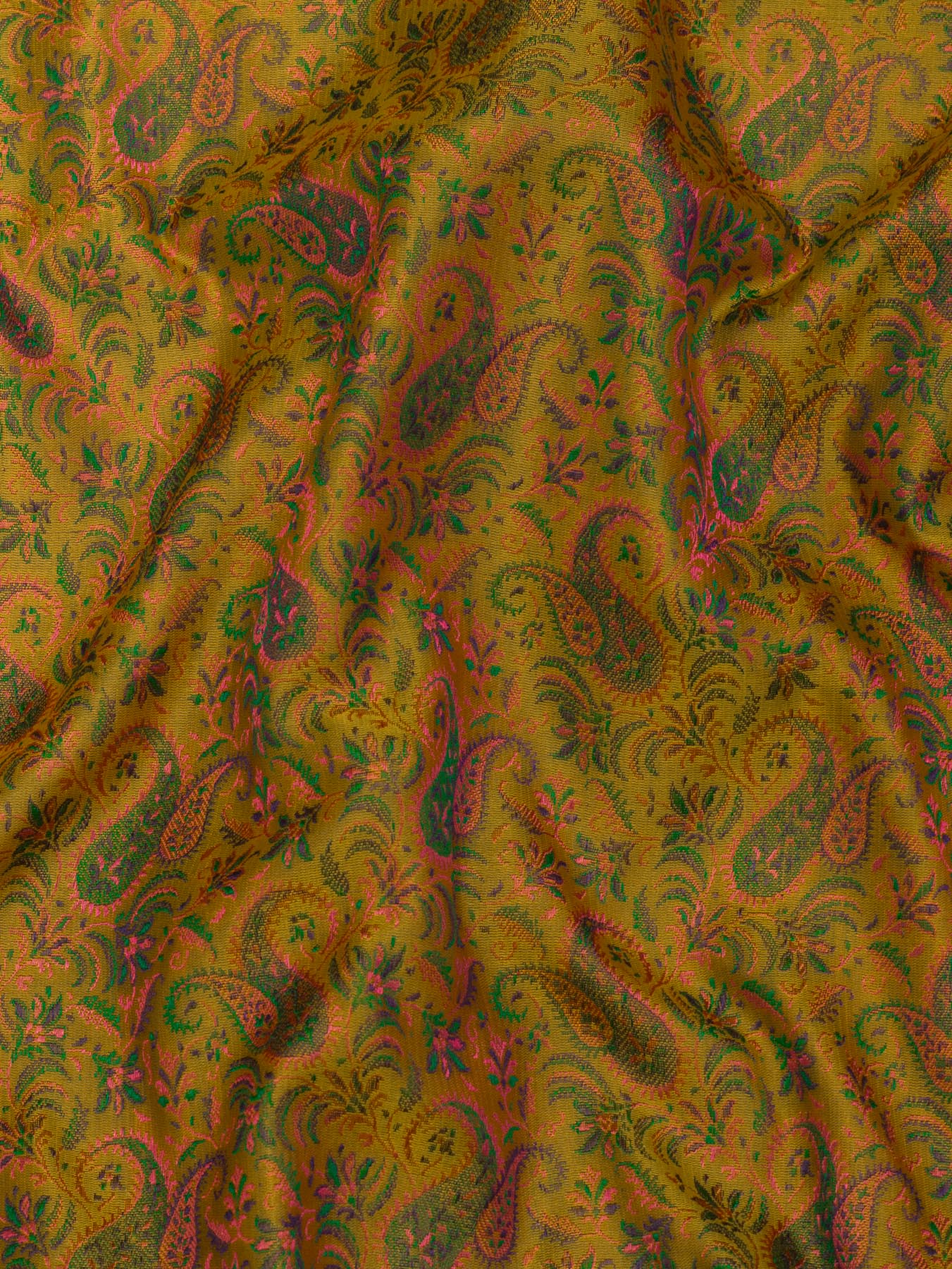 Dhoop Chaon Yellow Rani Pure Satin Silk Handloom Plain Saree with Kadhwa Zari Border & Tilfi Jamawar Tanchui Pallu and Blouse