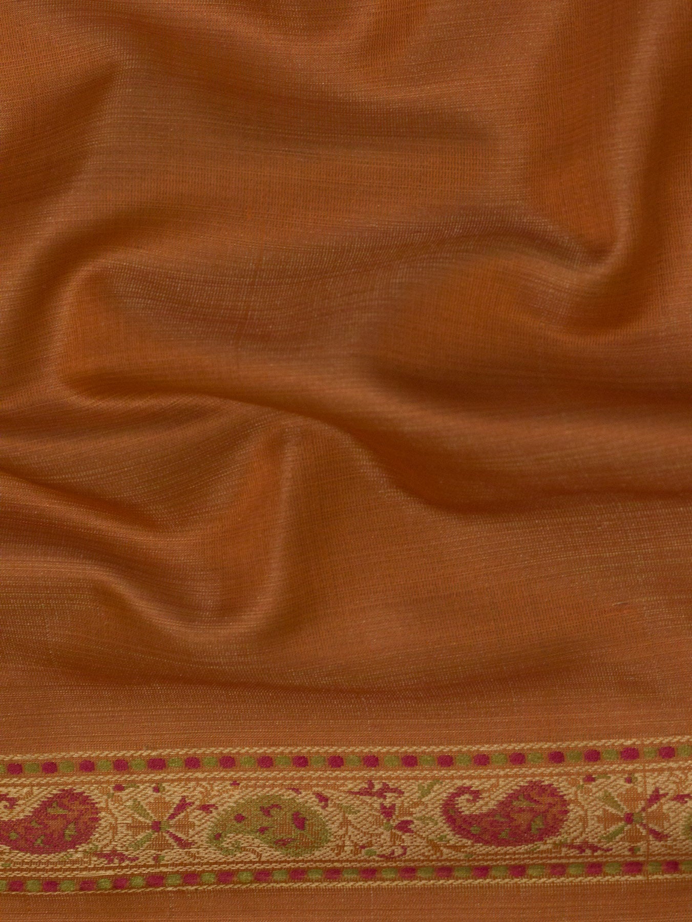 Peach Orange Satin Silk Handloom Saree with Allover Tilfi Jamawar Tanchui Weaving