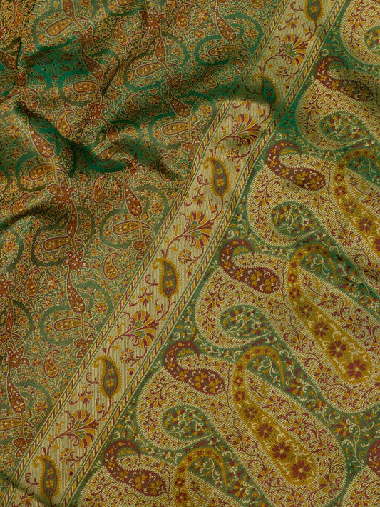 Green Satin Silk Handloom Saree with Allover Tilfi Jamawar Tanchui Weaving