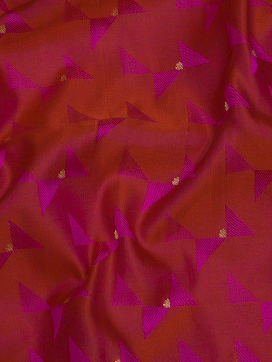 Rani Pure Satin Silk Handloom Saree with Allover Alfi Jamawar Tanchui & Zari Buti Accents