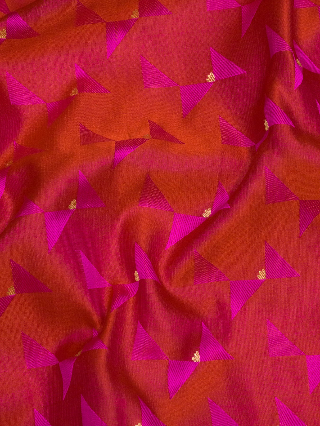 Pure Satin Silk Pink Banarasi Rani Handloom Saree with Allover Alfi Jamawar Tanchui & Zari Buti Accents - ZARISPIRE