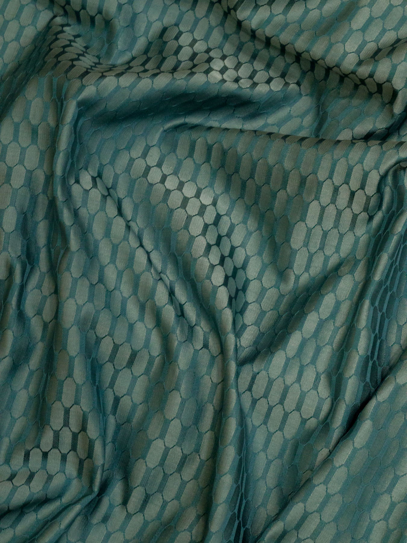 Pure Satin Silk Steel Blue Banarasi Allover Alfi Jamawar Tanchui & Zari Vasket Blouse - close-up of fabric weave - ZARISPIRE