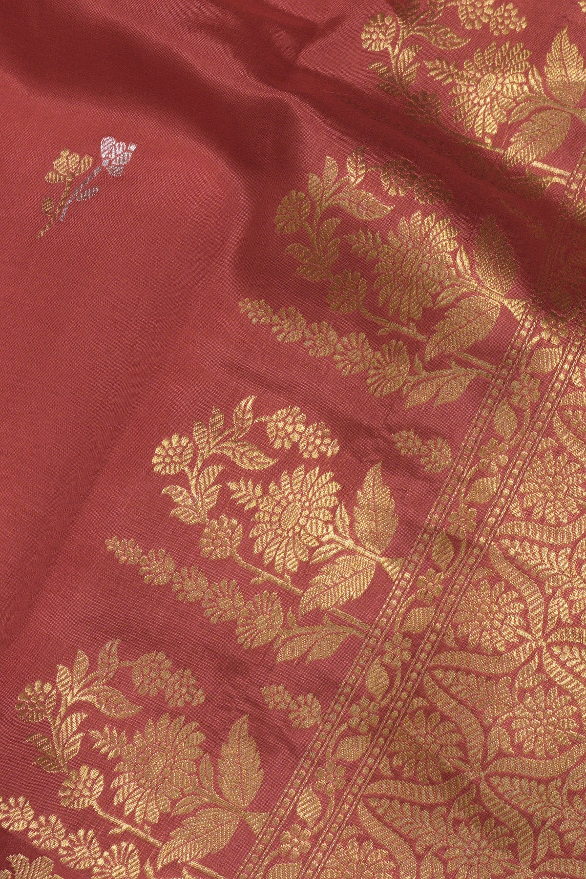 Peach Pink Katan Silk Handloom Saree with Kadhwa Zari Buta Satin Border & Buti