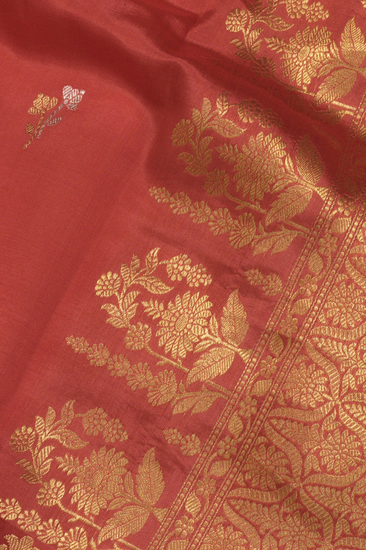 Peach Pink Katan Silk Handloom Saree with Kadhwa Zari Buta Satin Border & Buti