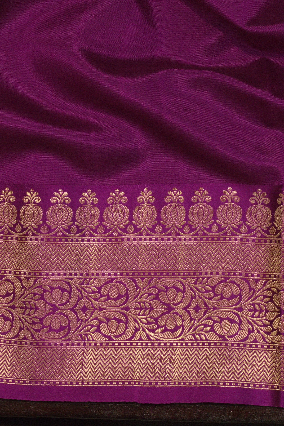 Magenta Pure Katan Silk Handloom Saree with Kadhwa Zari Fancy Border & Buti