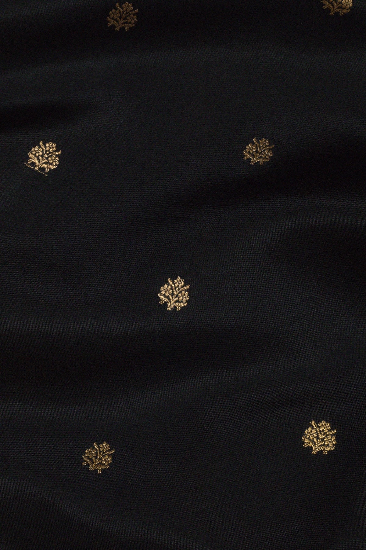 Black Pure Katan Silk Handloom Saree with Kadhwa Zari Motif Fancy Border & Buti