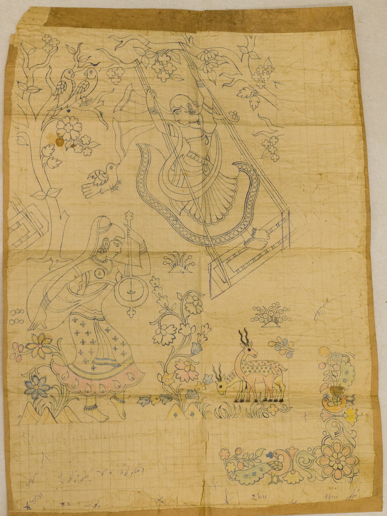 A century-old hand-drawn Banarasi Naksha weaving blueprint