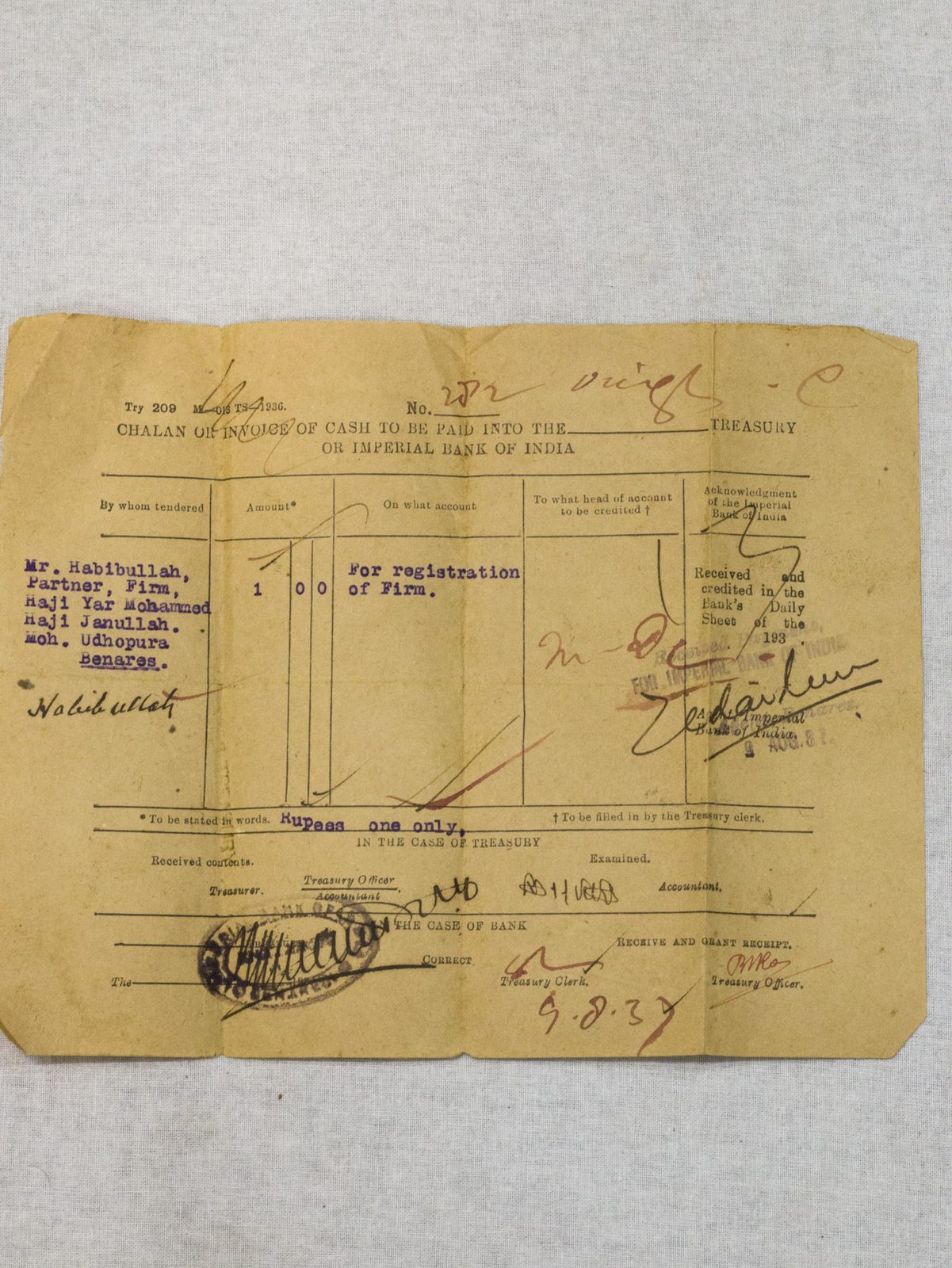 Firm registration payment receipt