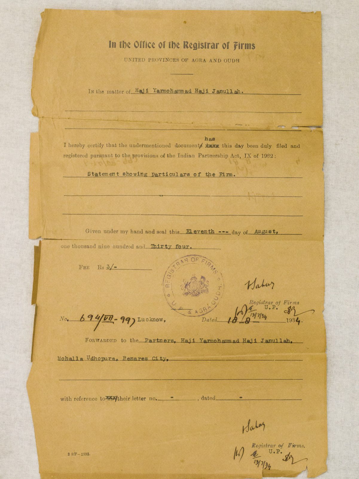 Firm registration, 1934