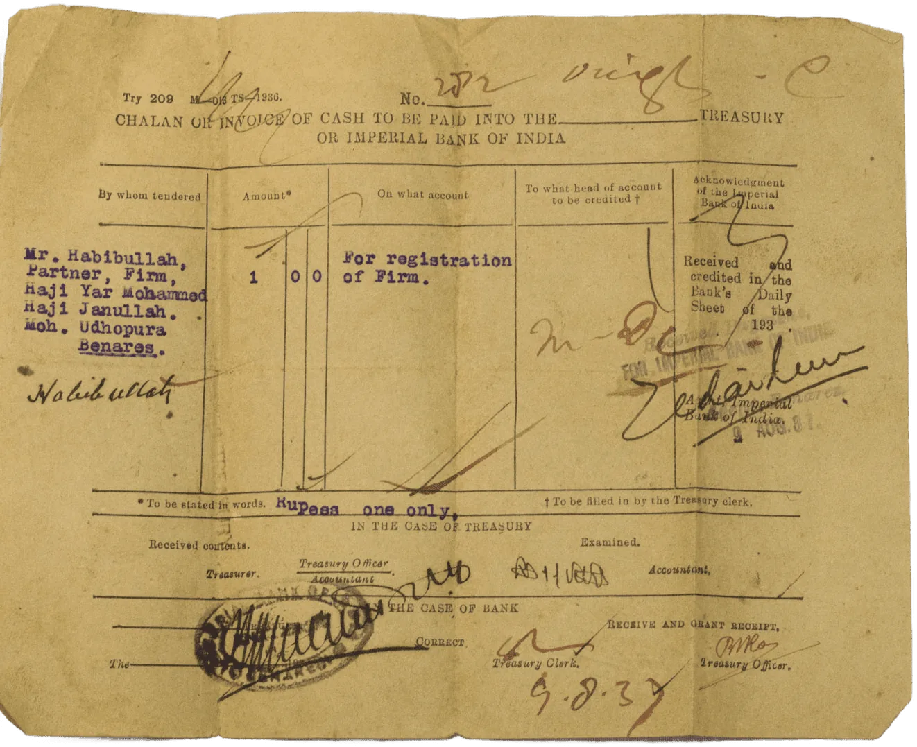 Firm registration payment receipt
