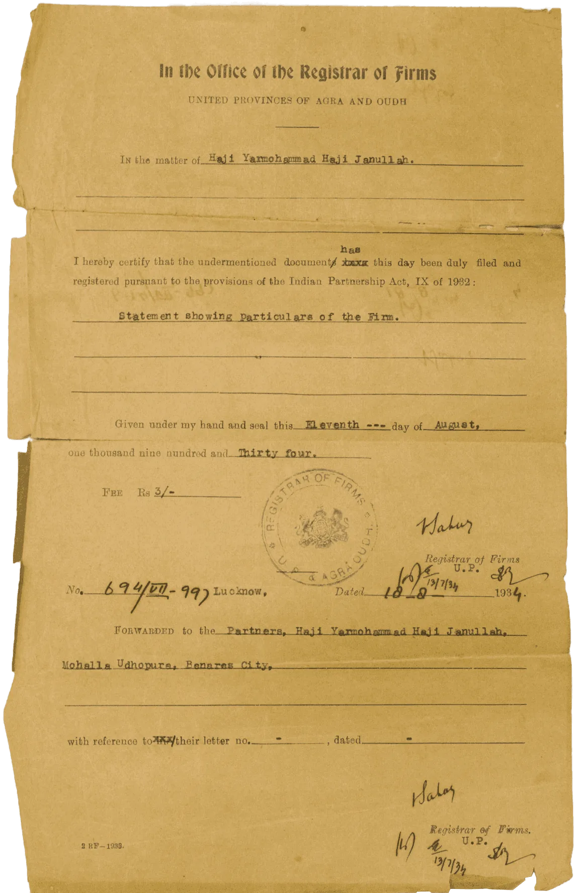 Firm registration, 1934